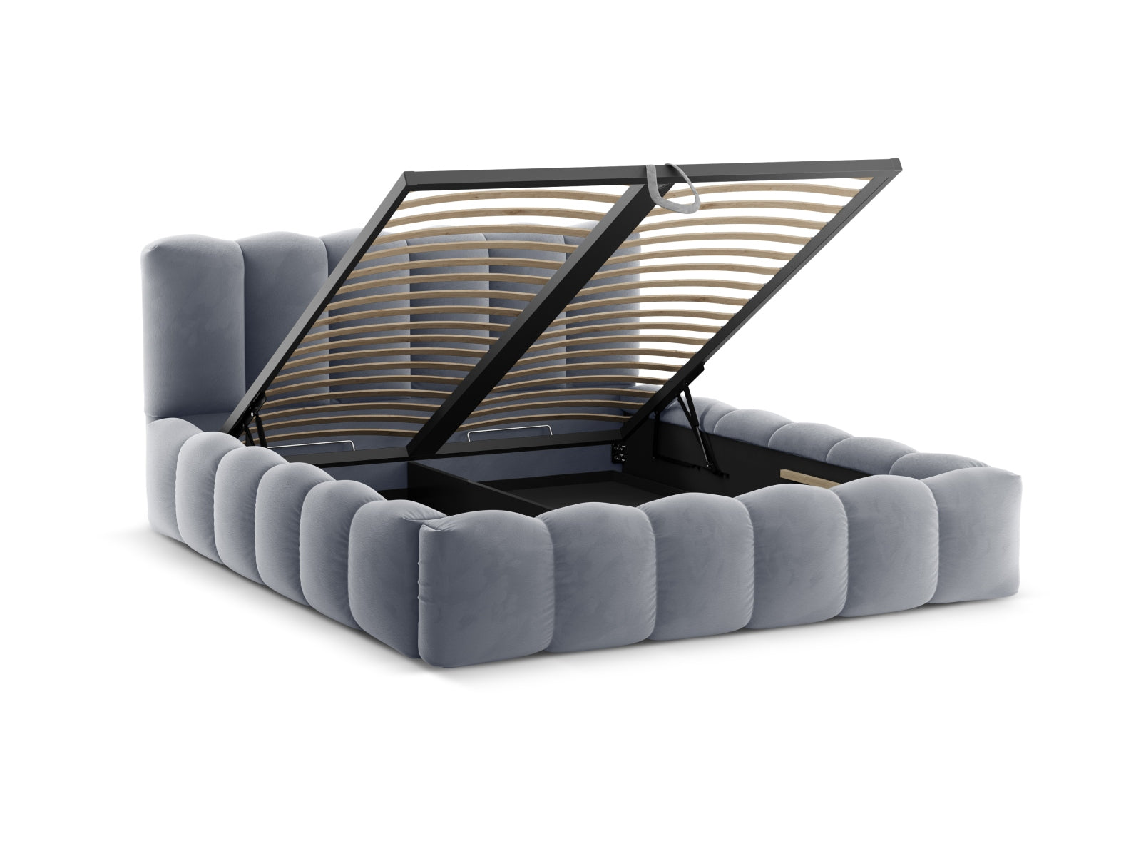 Lupine Velour Bett mit Stauraum und Headboard 140cm in Grey-Paris präsentiert im Onlineshop von KAQTU Design AG. Bett ist von Micadoni