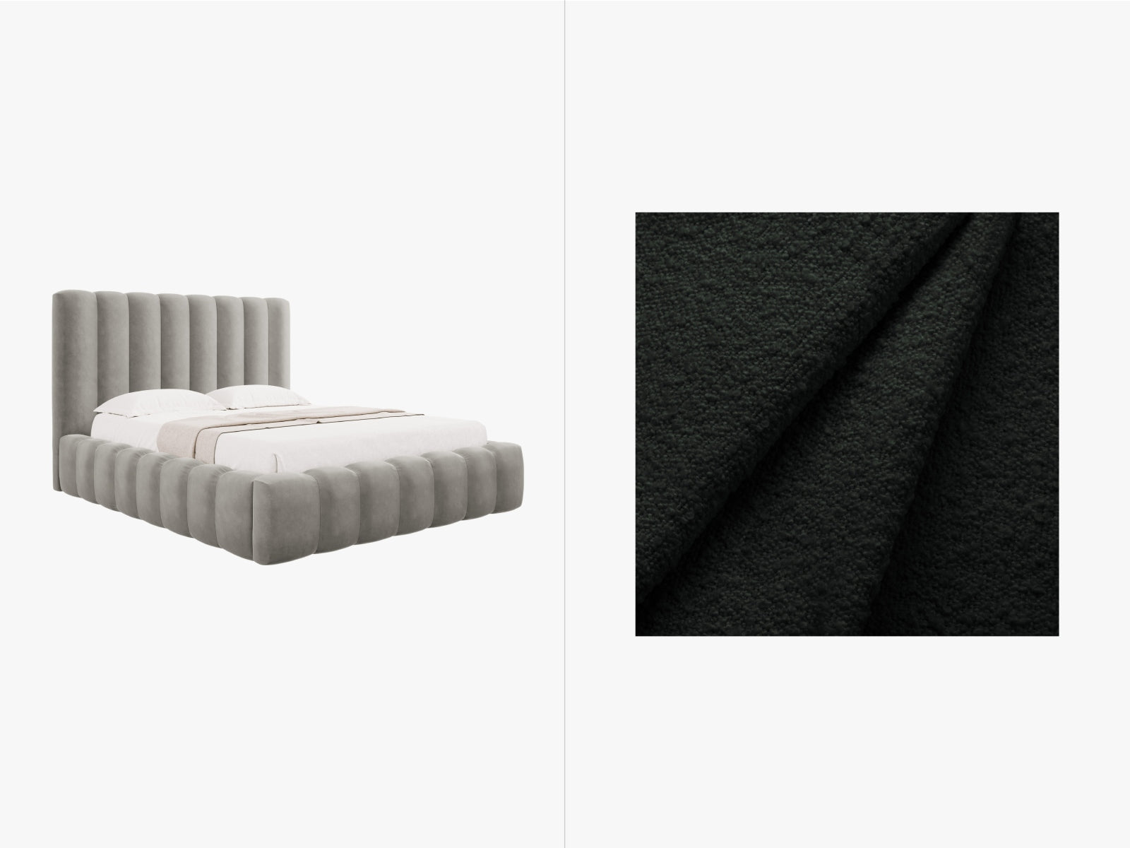 Kelp Boucle Bett mit Stauraum und Headboard in Black präsentiert im Onlineshop von KAQTU Design AG. Bett ist von Micadoni