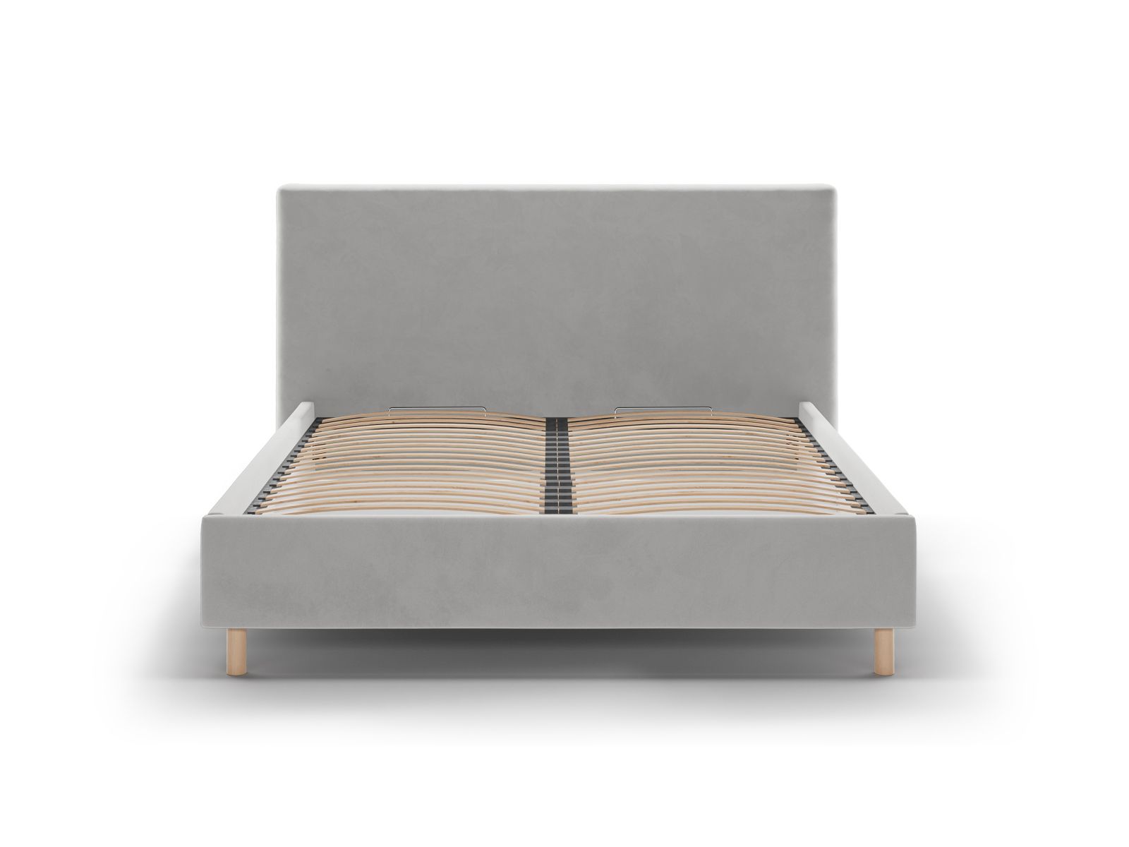 Elegantes Eloise Bett mit 160 cm Breite, Stauraum und stilvollem Kopfteil in Light Grey-Magic Velvet, ideal für modernes Wohnen.