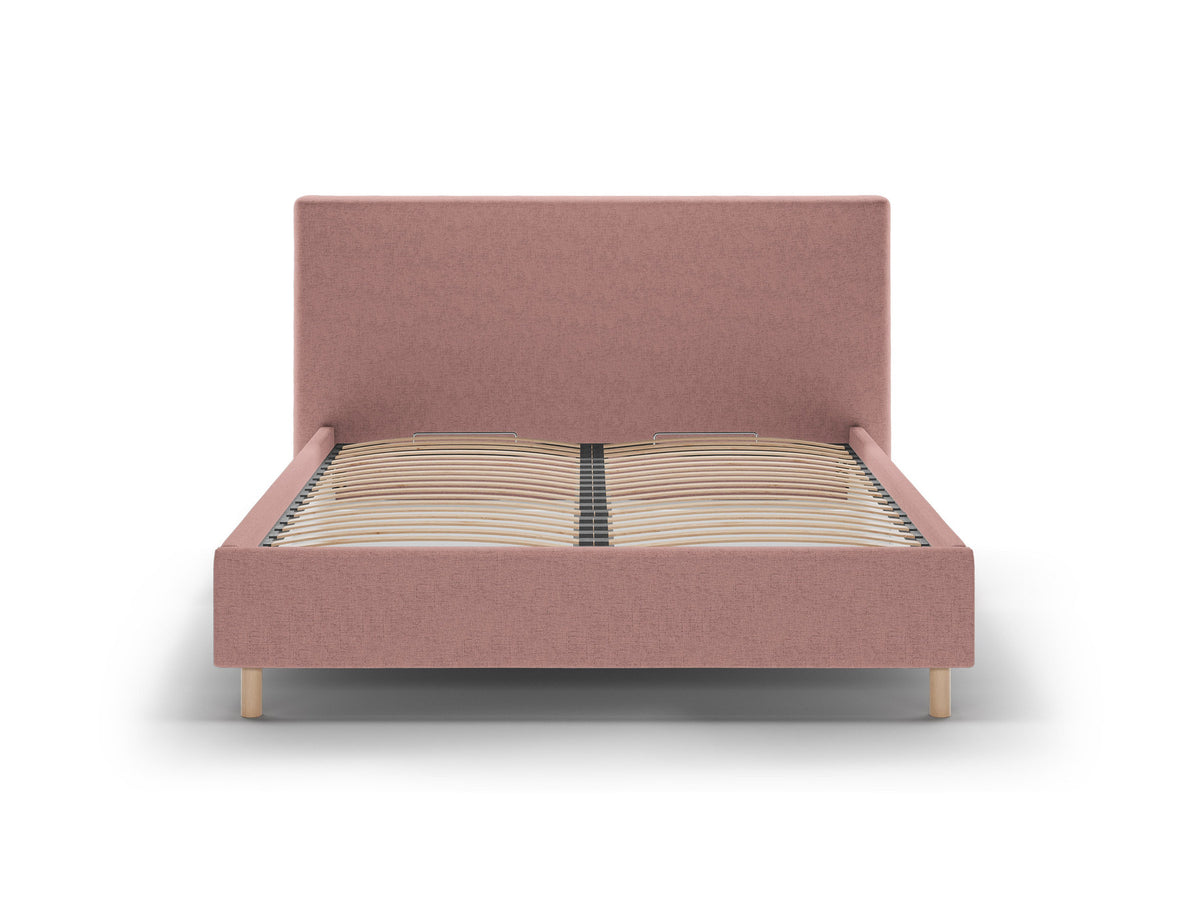 Stauraumbett Eloise von Micadoni mit gepolstertem Kopfteil, Stoffbezug und Holzbeinen
