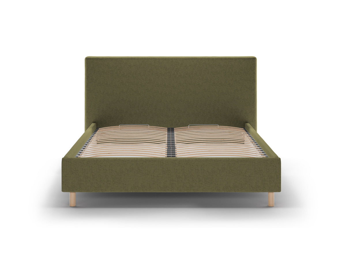 Stauraumbett Eloise von Micadoni mit gepolstertem Kopfteil, Stoffbezug und Holzbeinen
