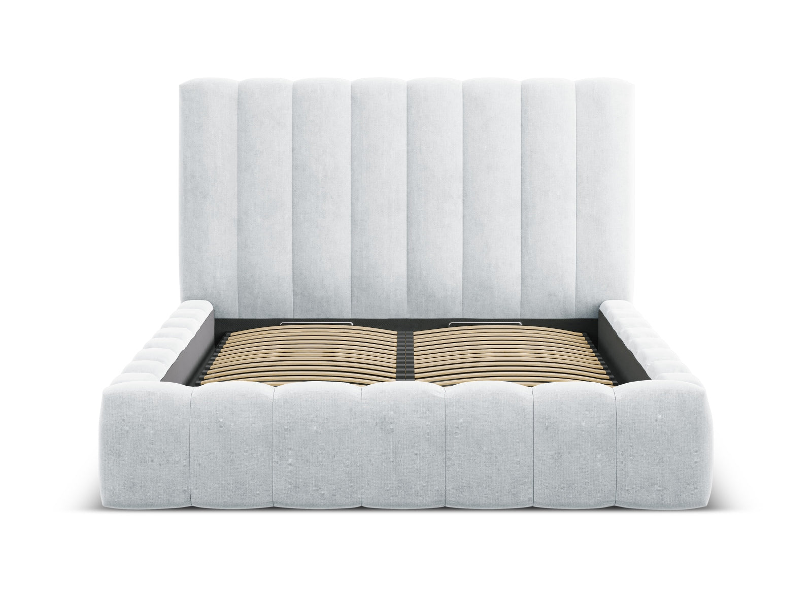 Erleben Sie das Kelp Bett von Micadoni: modernes Design, cleverer Stauraum und ein gemütliches Headboard für besten Schlafkomfort.