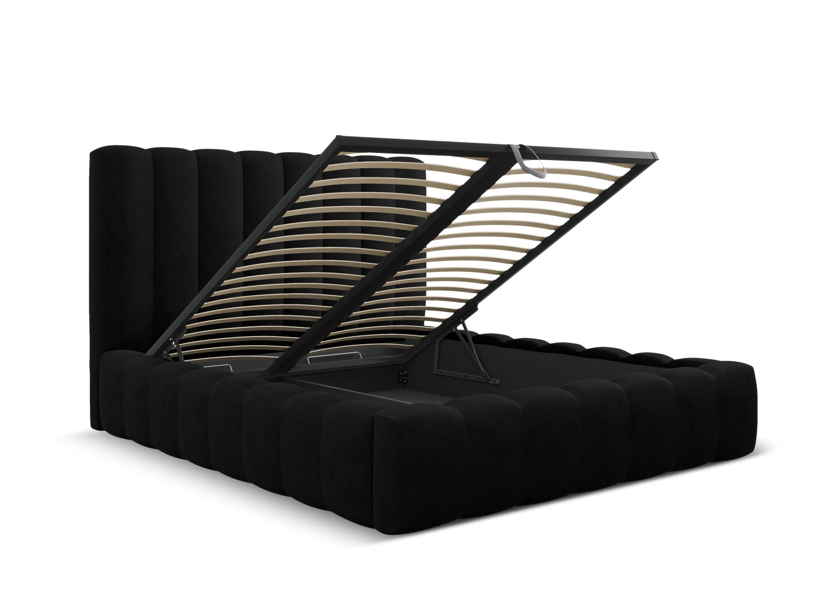 Entdecken Sie das Kelp Bett von Micadoni: stilvolles Design, praktischer Stauraum und ein komfortables Headboard für erholsamen Schlaf.