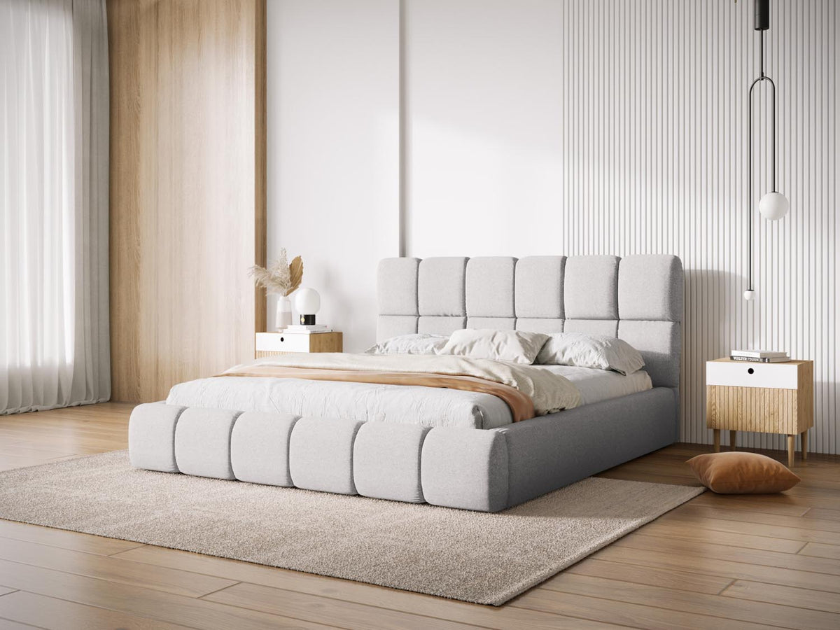 Bellis Bett mit Stauraum und Headboard 160cm in Light Grey-Haga präsentiert im Onlineshop von KAQTU Design AG. Bett ist von Micadoni