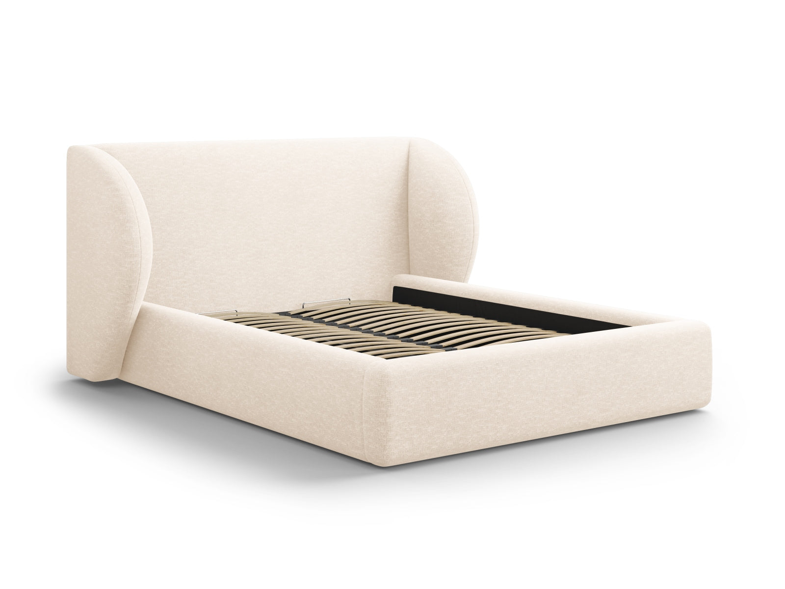 Miley Bett mit Stauraum und Headboard 160cm in Light Beige-Haga präsentiert im Onlineshop von KAQTU Design AG. Bett ist von Micadoni