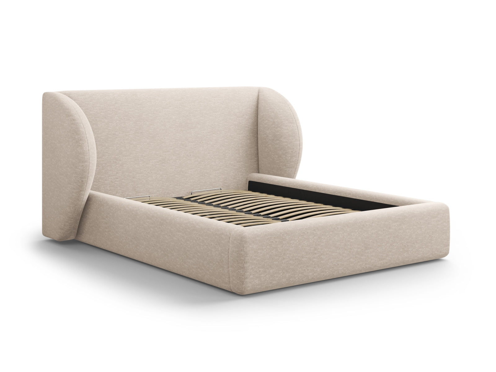 Miley Bett mit Stauraum und Headboard 160cm in Beige-Haga präsentiert im Onlineshop von KAQTU Design AG. Bett ist von Micadoni