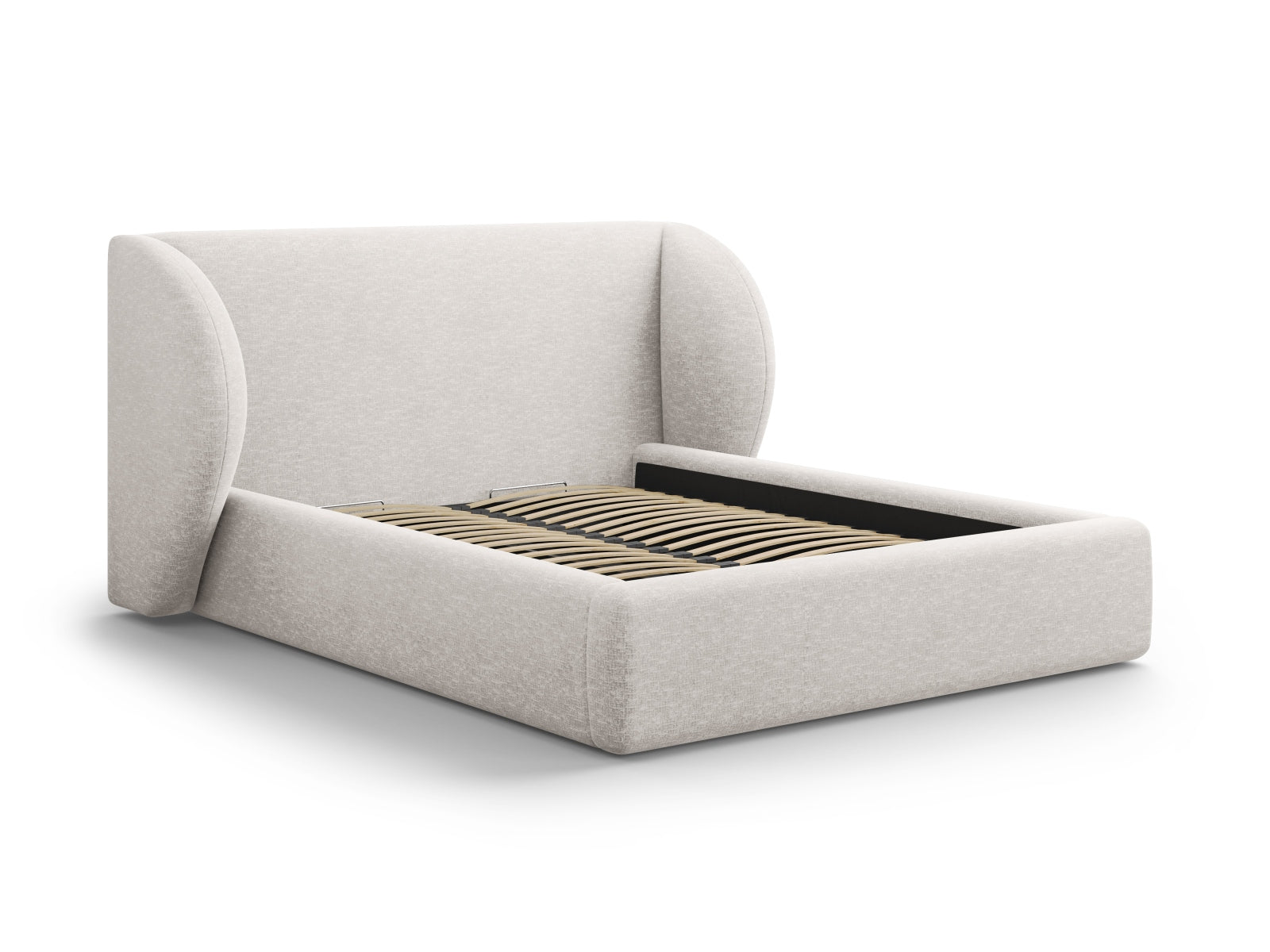 Miley Bett mit Stauraum und Headboard 160cm in Light Grey-Haga präsentiert im Onlineshop von KAQTU Design AG. Bett ist von Micadoni