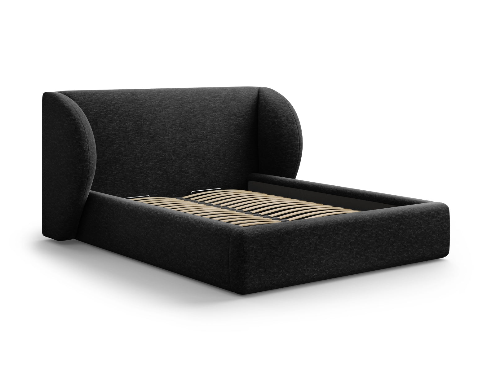 Miley Bett mit Stauraum und Headboard 160cm in Black-Haga präsentiert im Onlineshop von KAQTU Design AG. Bett ist von Micadoni