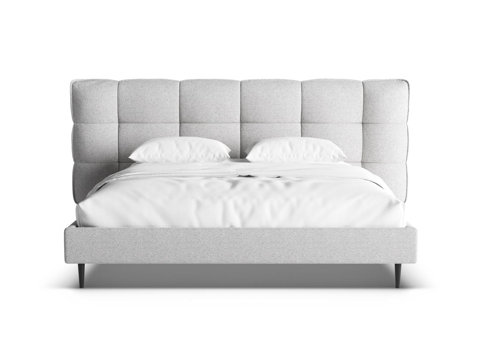 Stylisches Eric Bett in Light Grey Melange mit praktischem Stauraum und elegantem Kopfteil, ideal für moderne Schlafzimmer.