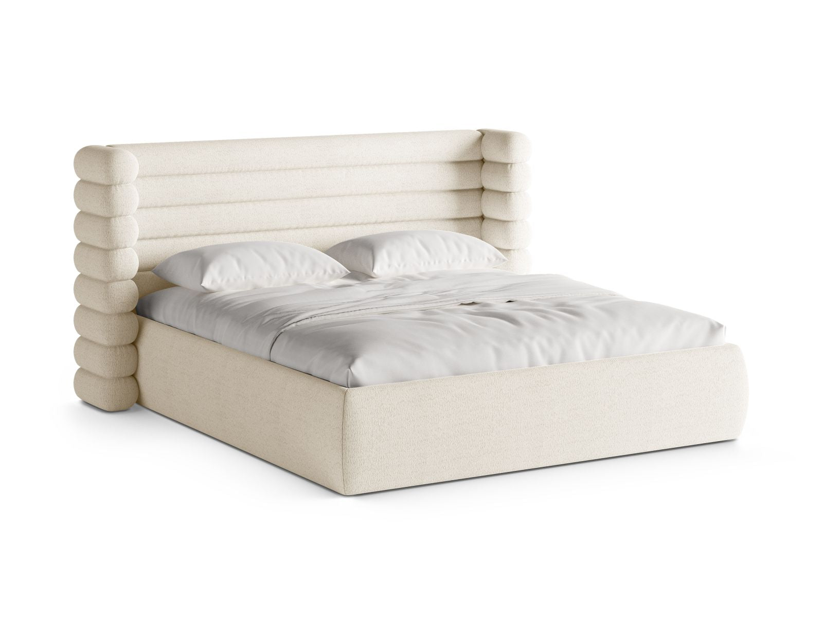 Mount Bett mit Stauraum mit Kopfteil 160cm in Ivory-CORAL präsentiert im Onlineshop von KAQTU Design AG. Bett ist von Micadoni
