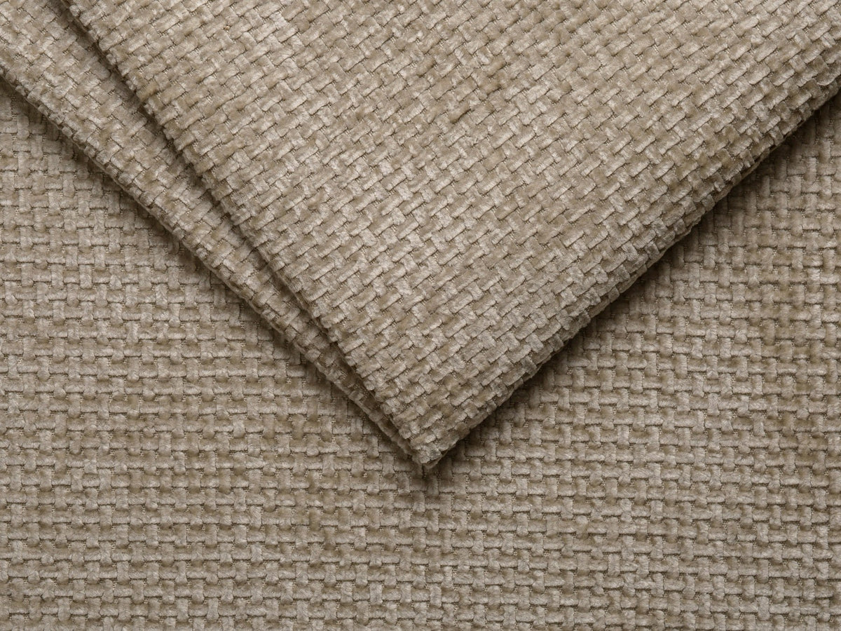 Polsterbett Bellis mit hohem Kopfteil, Bezug aus Chenille-Stoff Eden in Leichtes beige, schwarze Kunststoffbeine, Bettkasten mit Frontöffnung