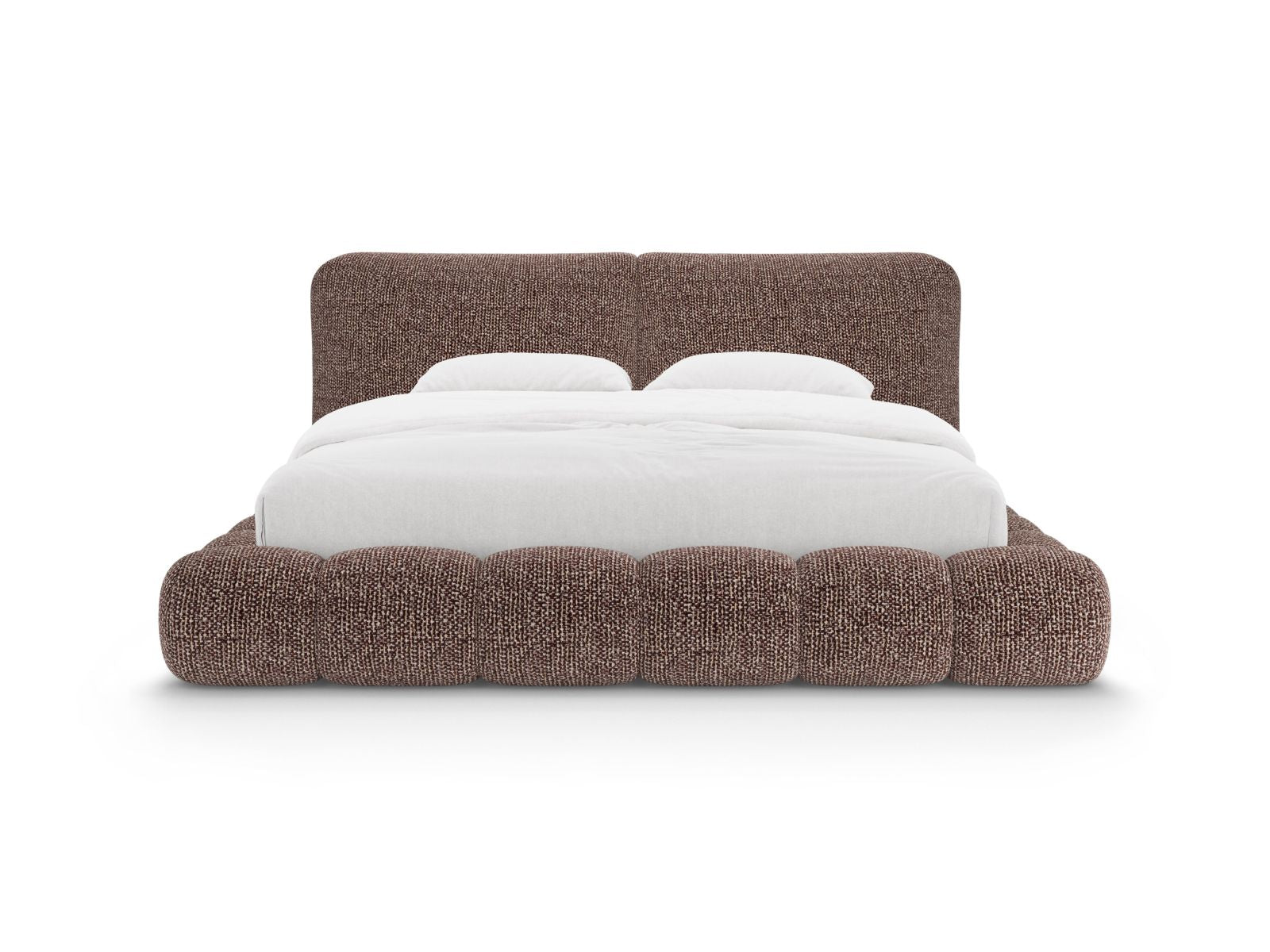 Elegantes Solange Bett mit 160 cm Breite, Stauraum und stilvollem Kopfteil in Braun, ideal für modernes Schlafzimmerdesign.