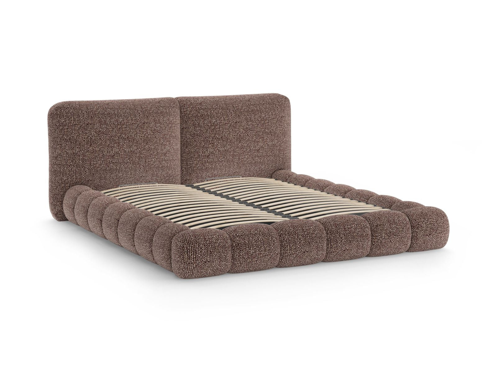 Elegantes Solange Bett mit 160 cm Breite, ausgestattet mit praktischem Stauraum und einem stilvollen Kopfteil in Braun, ideal für jedes Schlafzimmer.