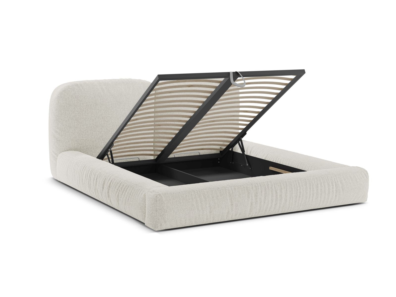 Stylisches Martina Bett in Grey Beige Melange, 160 cm, mit funktionalem Stauraum und ansprechendem Kopfteil für zeitgemäße Schlafzimmer.