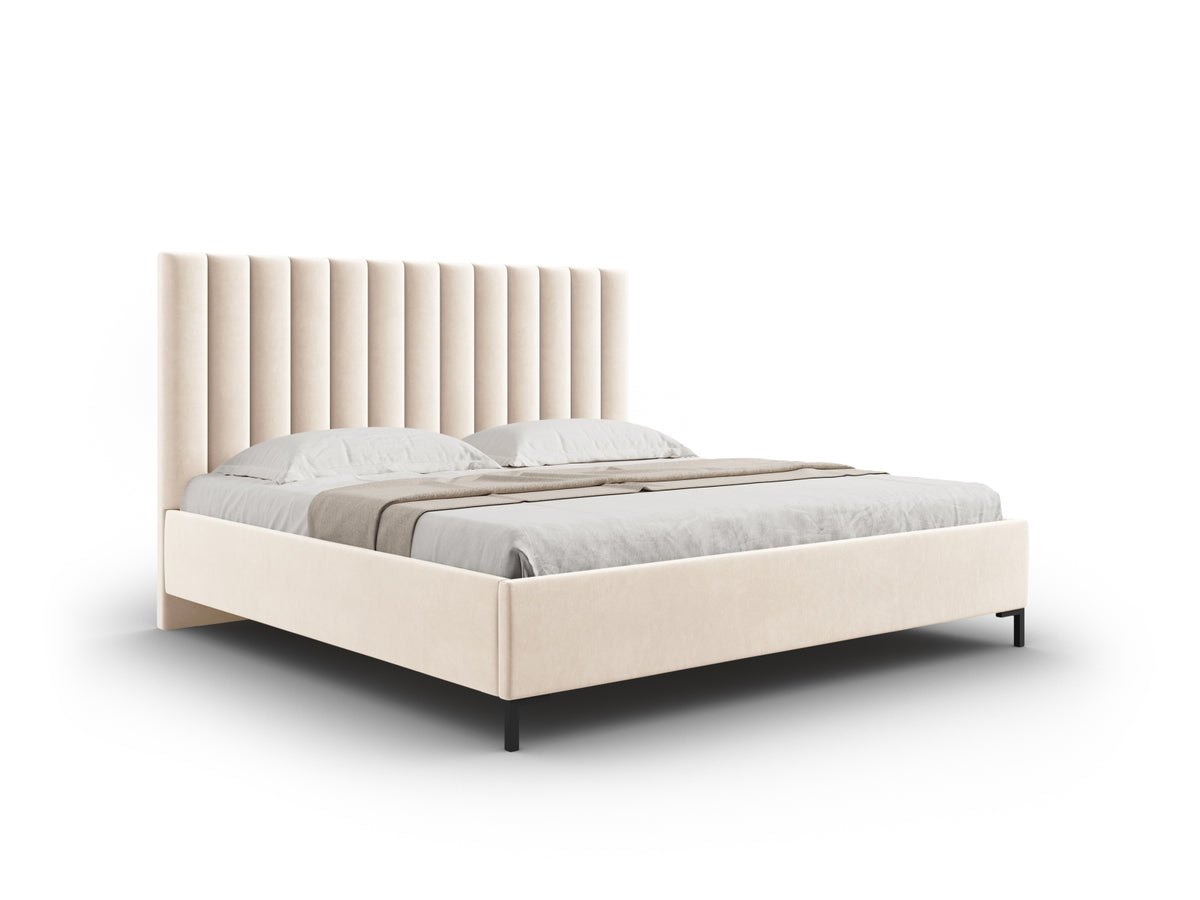 Allison Bett mit Stauraum und Headboard 160cm in Light Beige-Bluvel präsentiert im Onlineshop von KAQTU Design AG. Bett ist von Micadoni