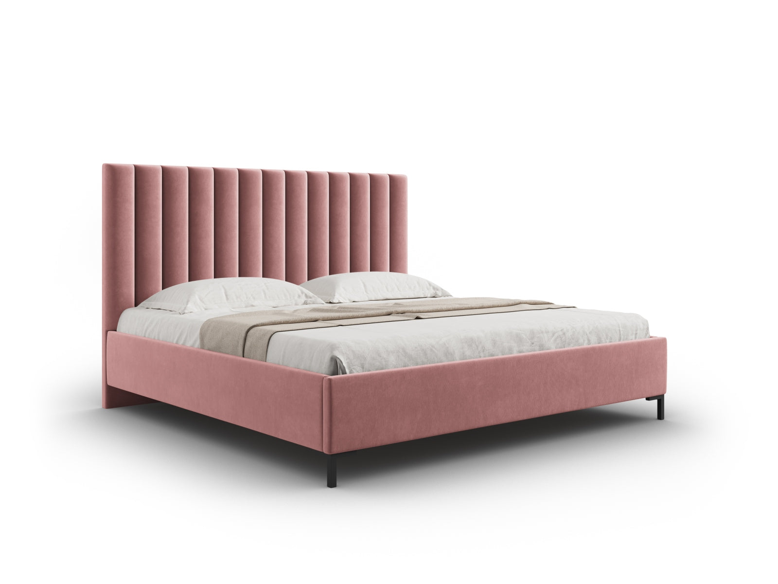 Allison Velour Bett mit Stauraum und Headboard in Pink präsentiert im Onlineshop von KAQTU Design AG. Bett ist von Micadoni
