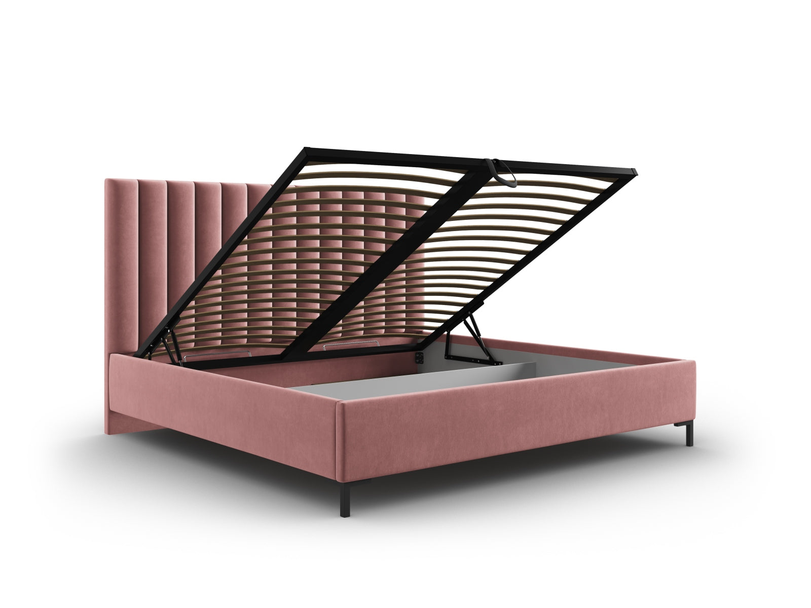 Entdecken Sie das stilvolle Allison Velour Bett von Micadoni – ideal für Ihr modernes Schlafzimmer, mit cleverem Stauraum und elegantem Kopfteil.