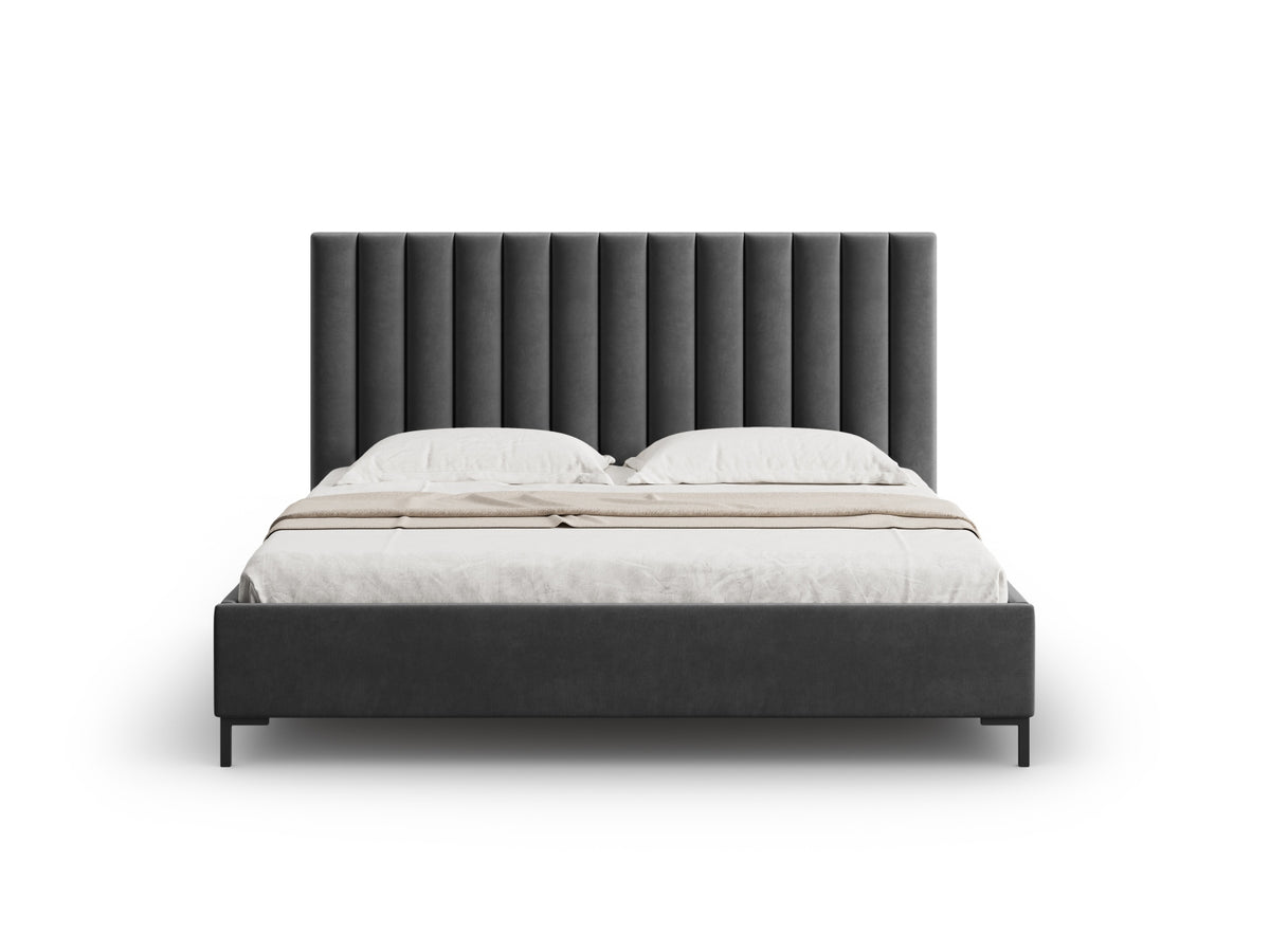Allison Bett mit Stauraum und Headboard 160cm in Grey-Bluvel präsentiert im Onlineshop von KAQTU Design AG. Bett ist von Micadoni