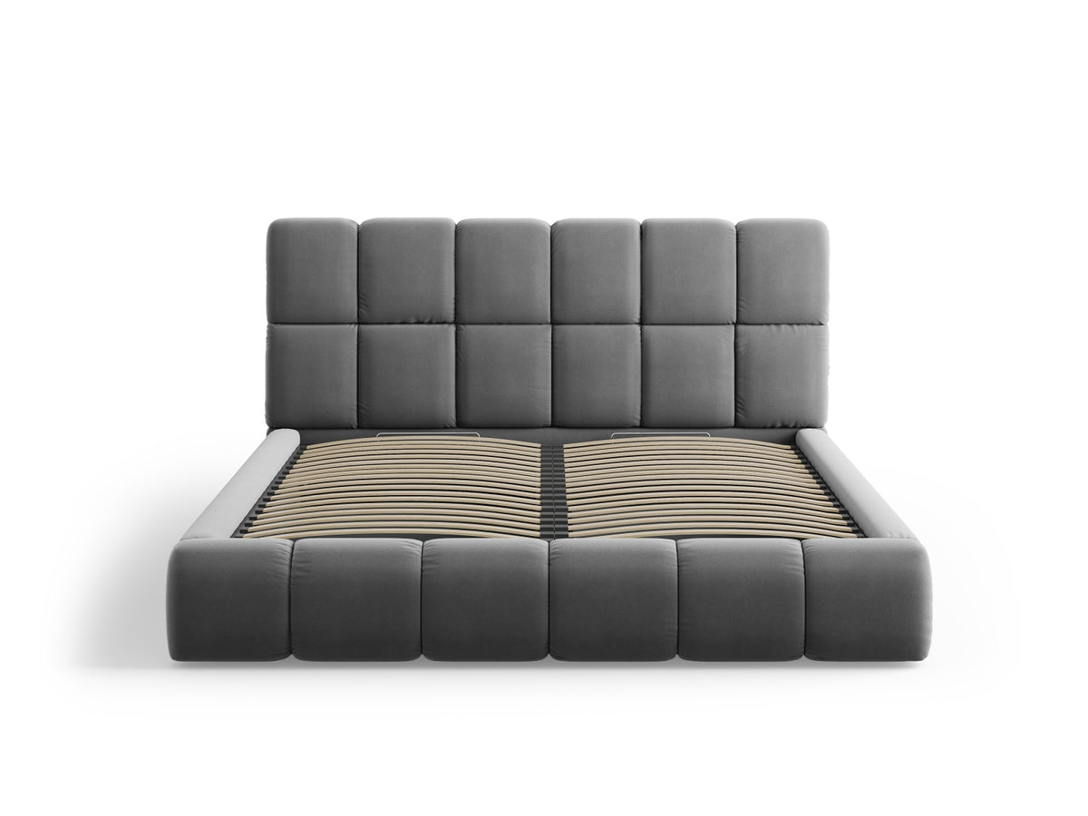 Bellis Bett mit Stauraum und Headboard 160cm in Grey-Bluvel präsentiert im Onlineshop von KAQTU Design AG. Bett ist von Micadoni