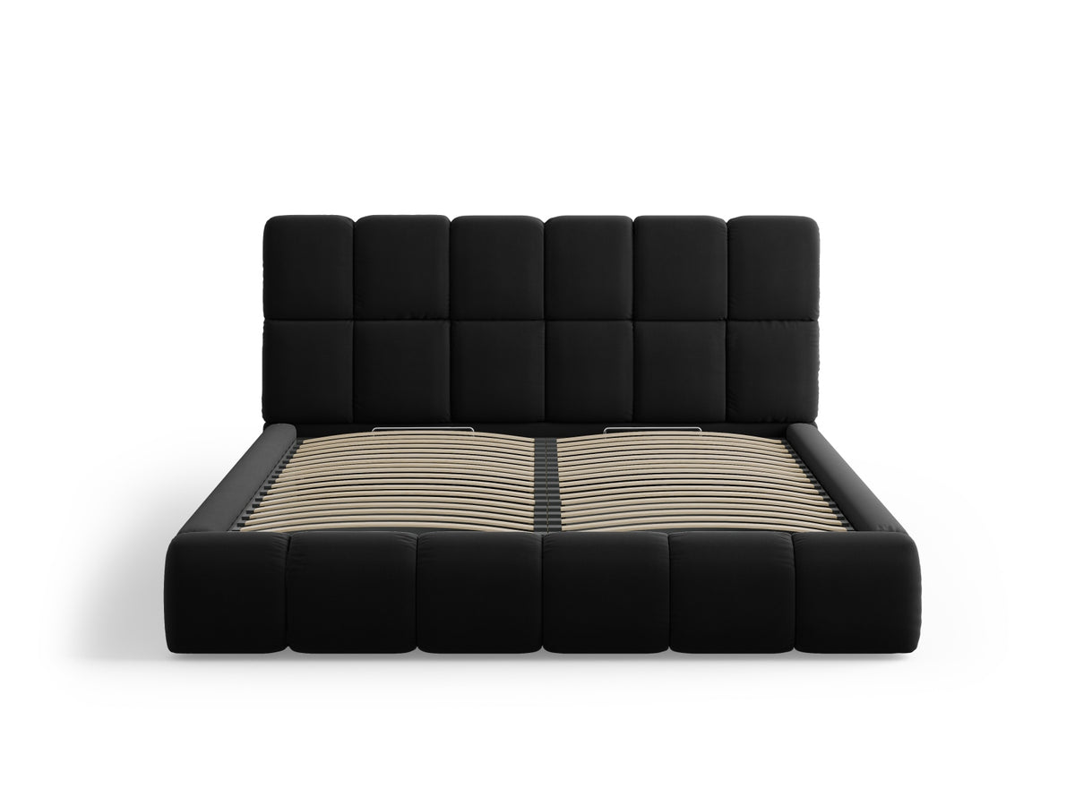 Bellis Bett mit Stauraum und Headboard 160cm in Black-Bluvel präsentiert im Onlineshop von KAQTU Design AG. Bett ist von Micadoni