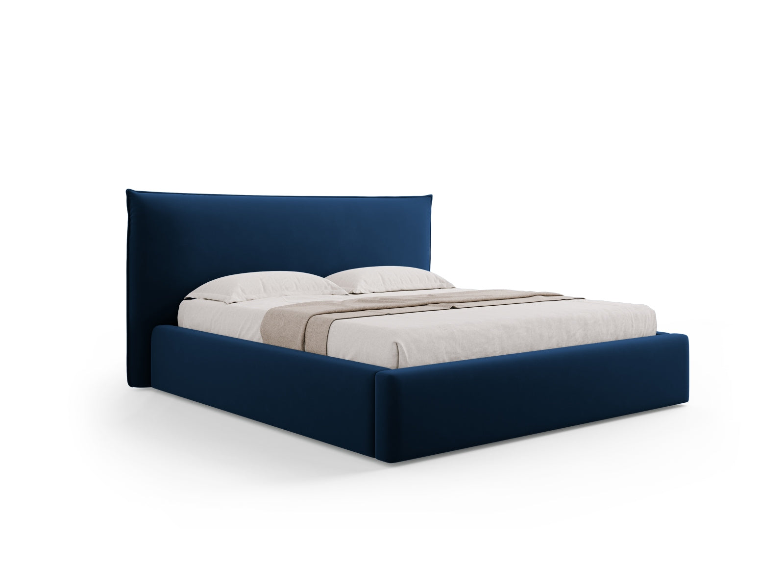 Kaelle Velour Bett mit Stauraum und Headboard 160cm in Royal Blue-Bluvel präsentiert im Onlineshop von KAQTU Design AG. Bett ist von Micadoni