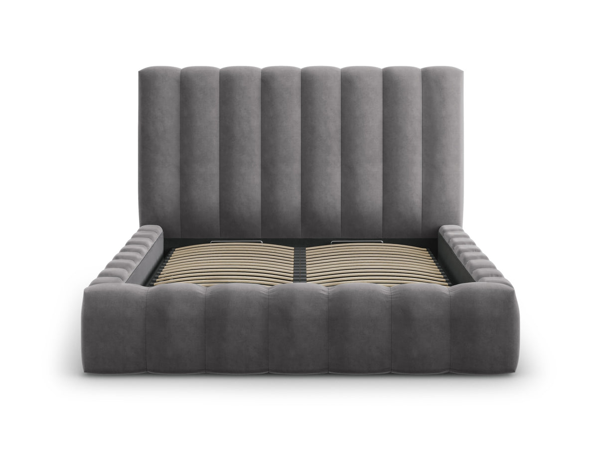Kelp Bett mit Stauraum und Headboard 160cm in Grey-Bluvel präsentiert im Onlineshop von KAQTU Design AG. Bett ist von Micadoni