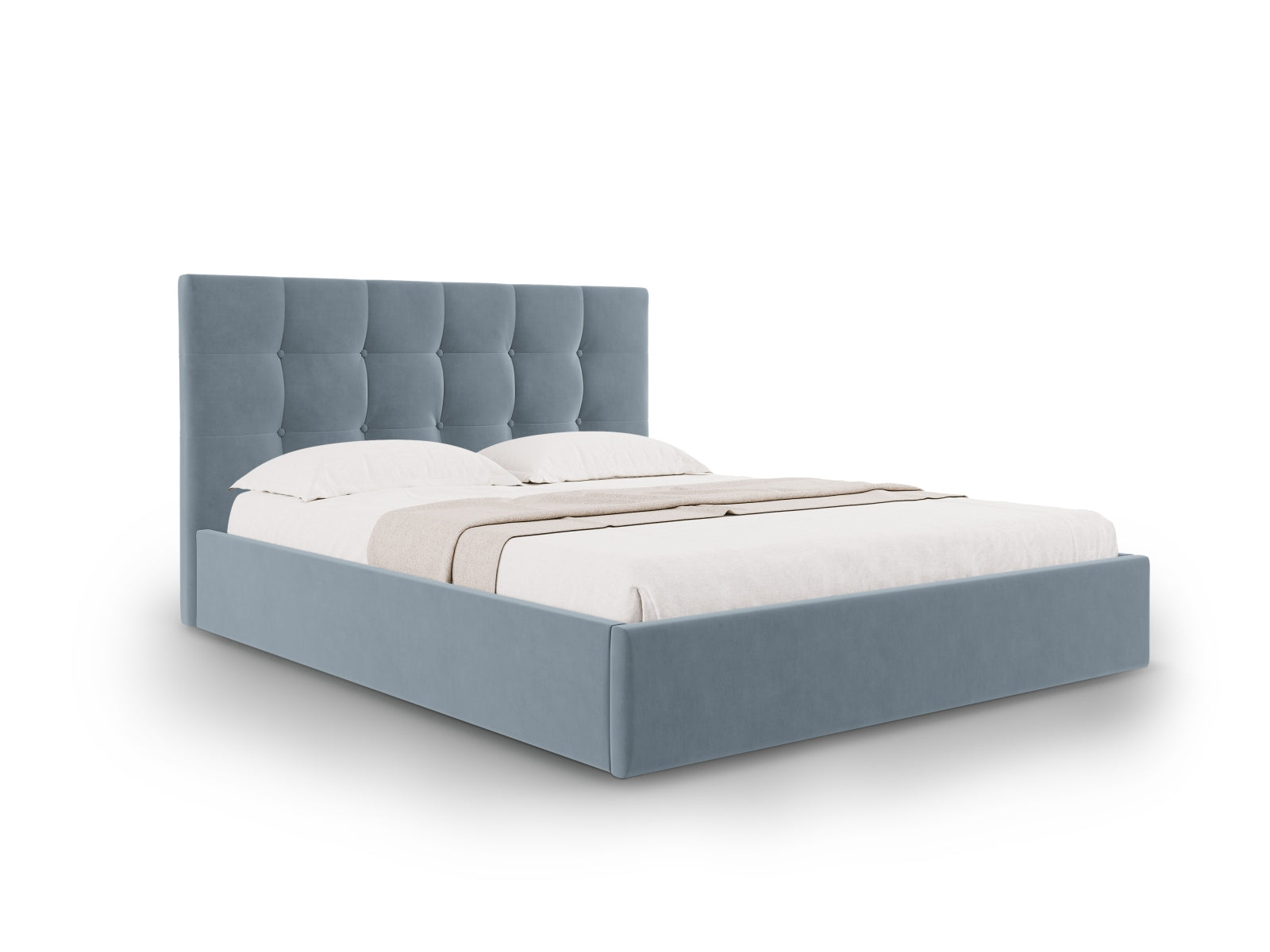 Phaedra Velour Bett mit Stauraum und Headboard  in Blue präsentiert im Onlineshop von KAQTU Design AG. Bett ist von Micadoni