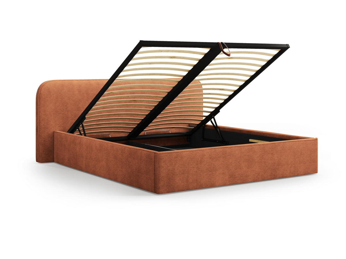 Elizabeth Bett mit Stauraum und Headboard 160cm in Red-Babel präsentiert im Onlineshop von KAQTU Design AG. Bett ist von Micadoni