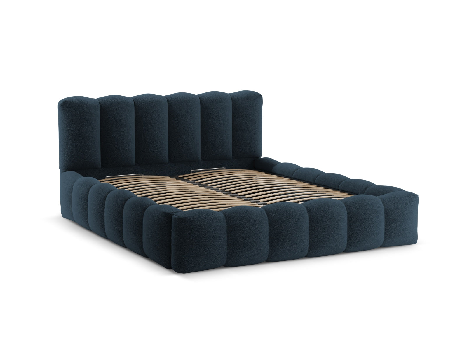 Modernes Lupine Bett in tiefem Blau, ausgestattet mit cleverem Stauraum und einem ansprechenden Kopfteil für stilvolle Schlafzimmer.