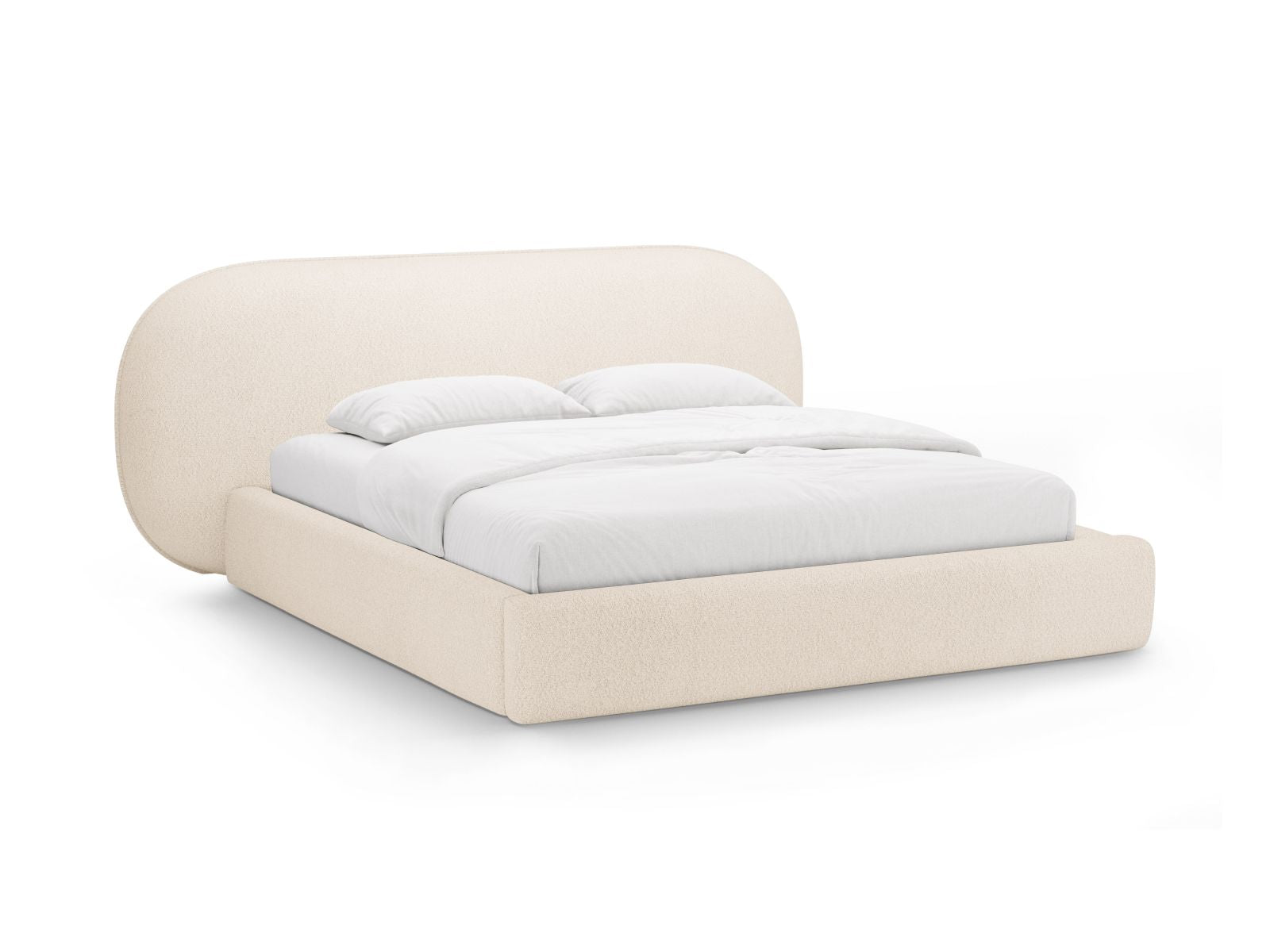 Ovalo Bett mit Stauraum mit Kopfteil 180cm in Beige-Baloo präsentiert im Onlineshop von KAQTU Design AG. Bett ist von Micadoni