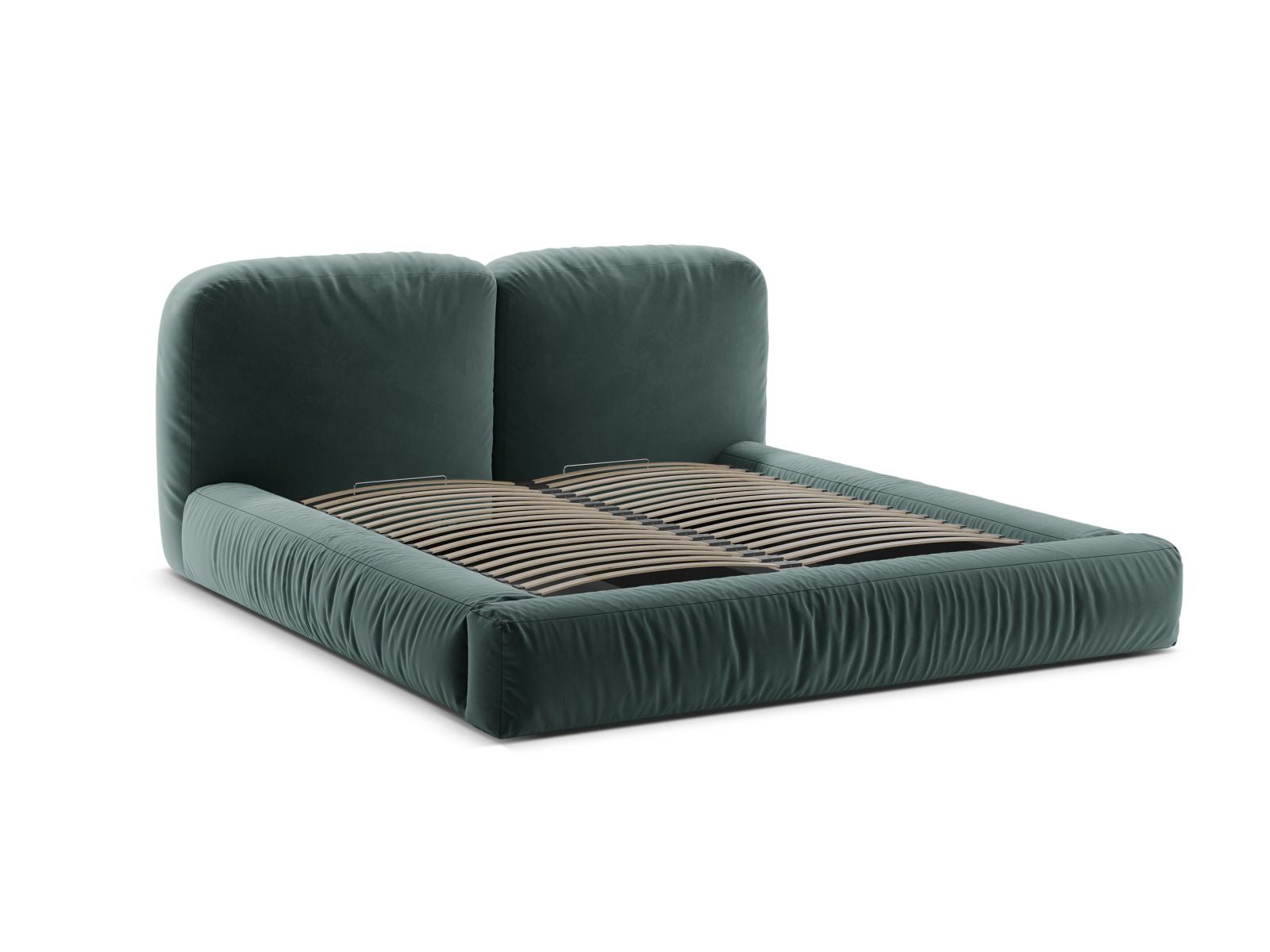 Elegantes Martina Bett in Petrol-Vogue, 180 cm, bietet cleveren Stauraum und ein ansprechendes Kopfteil für ein modernes Schlafzimmer.