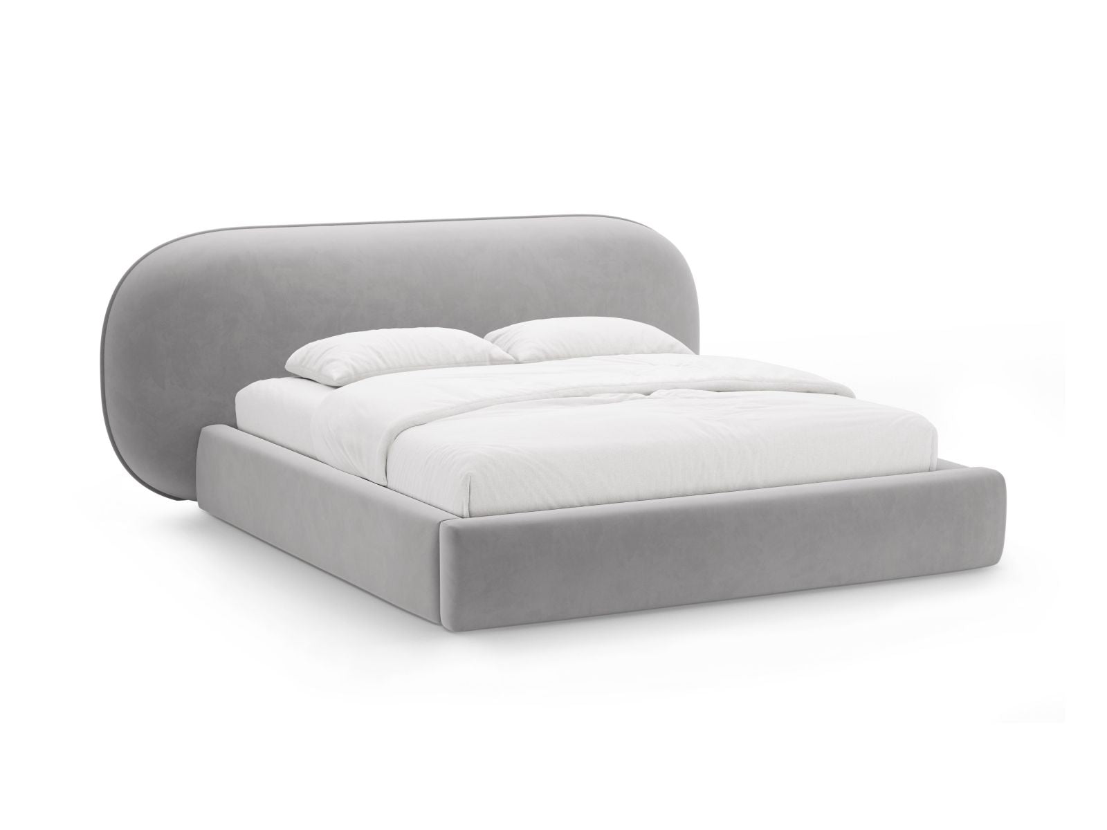 Ovalo Bett mit Stauraum mit Kopfteil 180cm in Light Grey-Magic Velvet präsentiert im Onlineshop von KAQTU Design AG. Bett ist von Micadoni