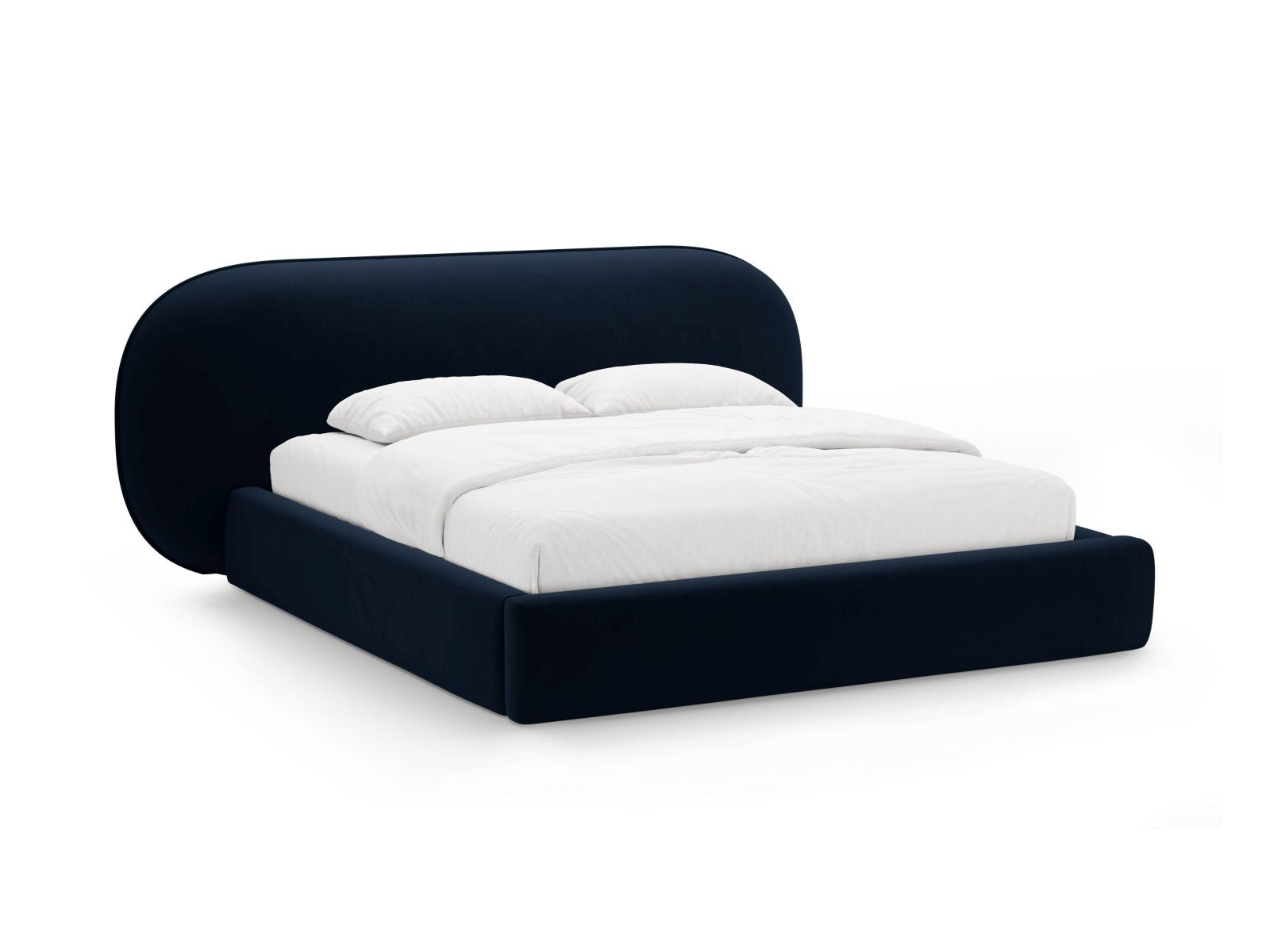 Ovalo Bett mit Stauraum mit Kopfteil 180cm in Royal Blue-Magic Velvet präsentiert im Onlineshop von KAQTU Design AG. Bett ist von Micadoni