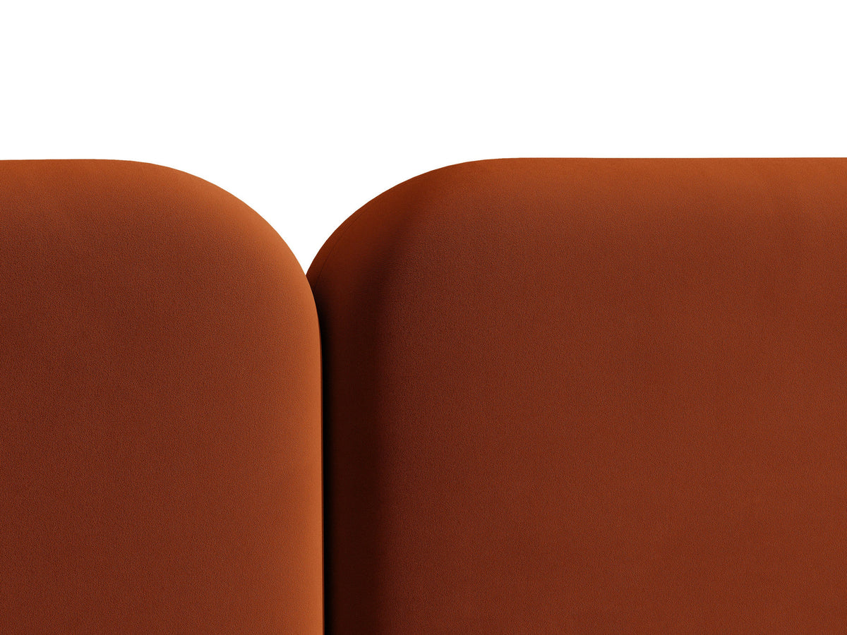 Saga Stauraumbett mit gepolstertem Kopfteil, Bezug aus Magic Velvet in Mandel beige, schwarze Kunststoffbeine, Bettkasten mit Gas-Lift-Öffnung.
