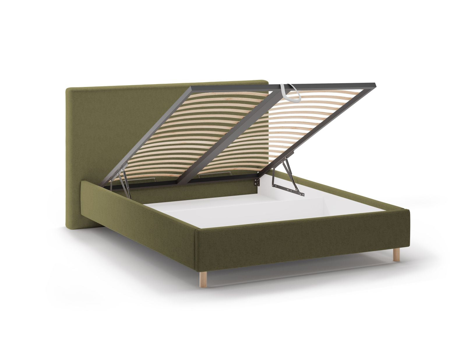 Stylisches Eloise Bett mit 180 cm Breite, funktionalem Stauraum und modernem Kopfteil in Green-Moly für ein elegantes Ambiente.