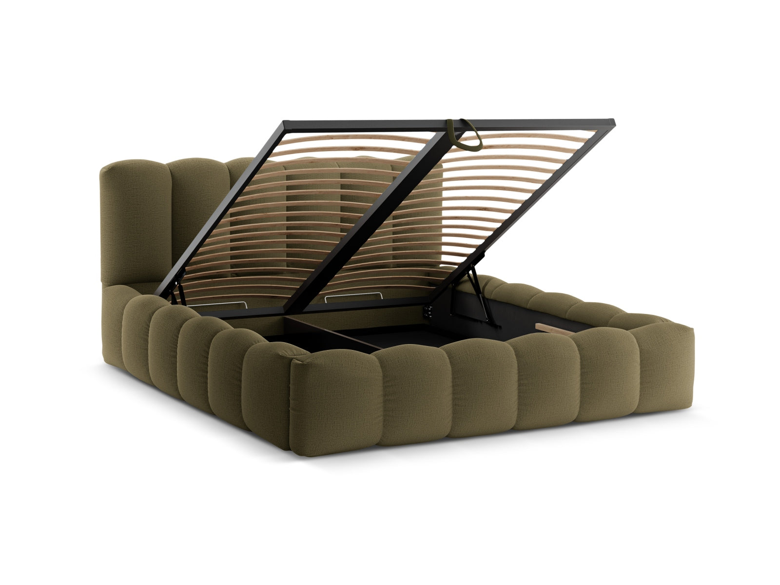 Modernes Micadoni Lupine Bett mit großzügigem Stauraum und ansprechendem Kopfteil, perfekt für stilvolle Schlafzimmergestaltung.