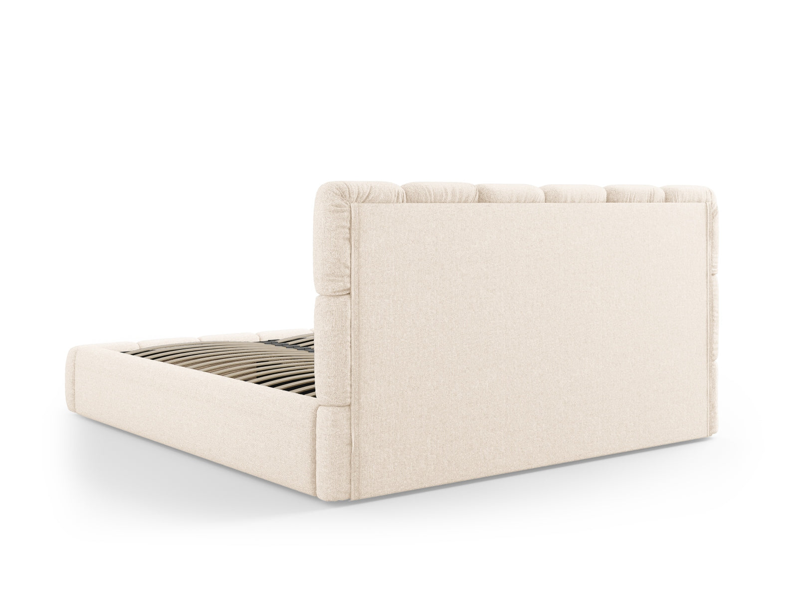 Stylisches Bellis Bett in sanftem Beige, ausgestattet mit praktischem Stauraum und einem ansprechenden Kopfteil für ein modernes Ambiente.