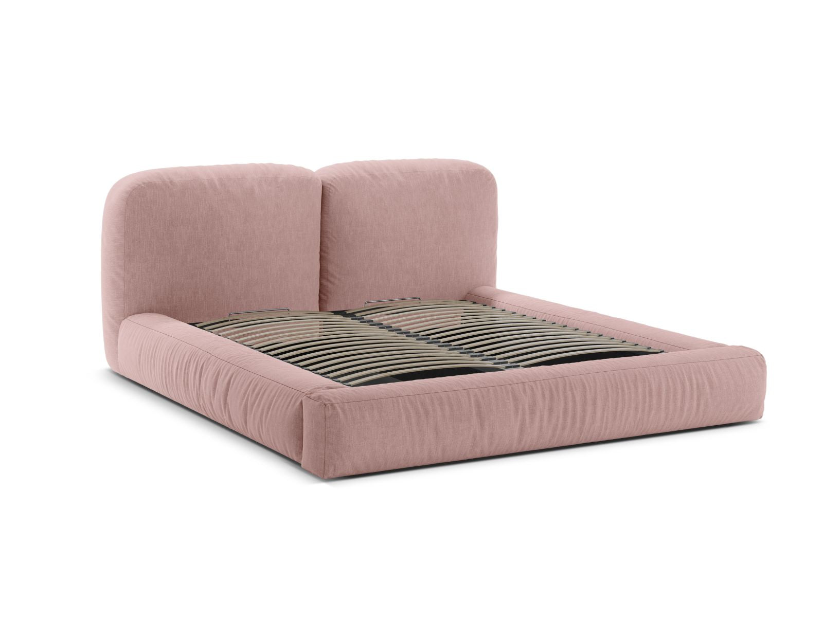 Elegantes Martina Bett mit 180 cm Breite, funktionalem Stauraum und modernem Kopfteil in Pink-Boston, ideal für stilvolle Schlafzimmer.