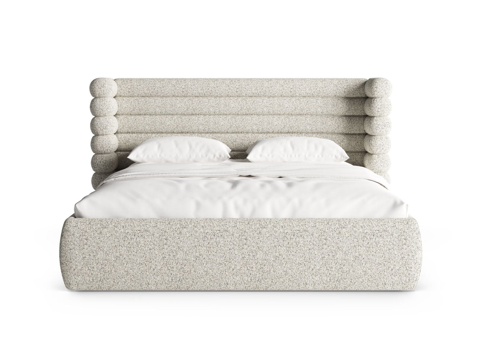 Elegantes Mount Bett mit 180 cm Breite, Stauraum und stilvollem Kopfteil in Beige Melange, ideal für modernes Wohnen.