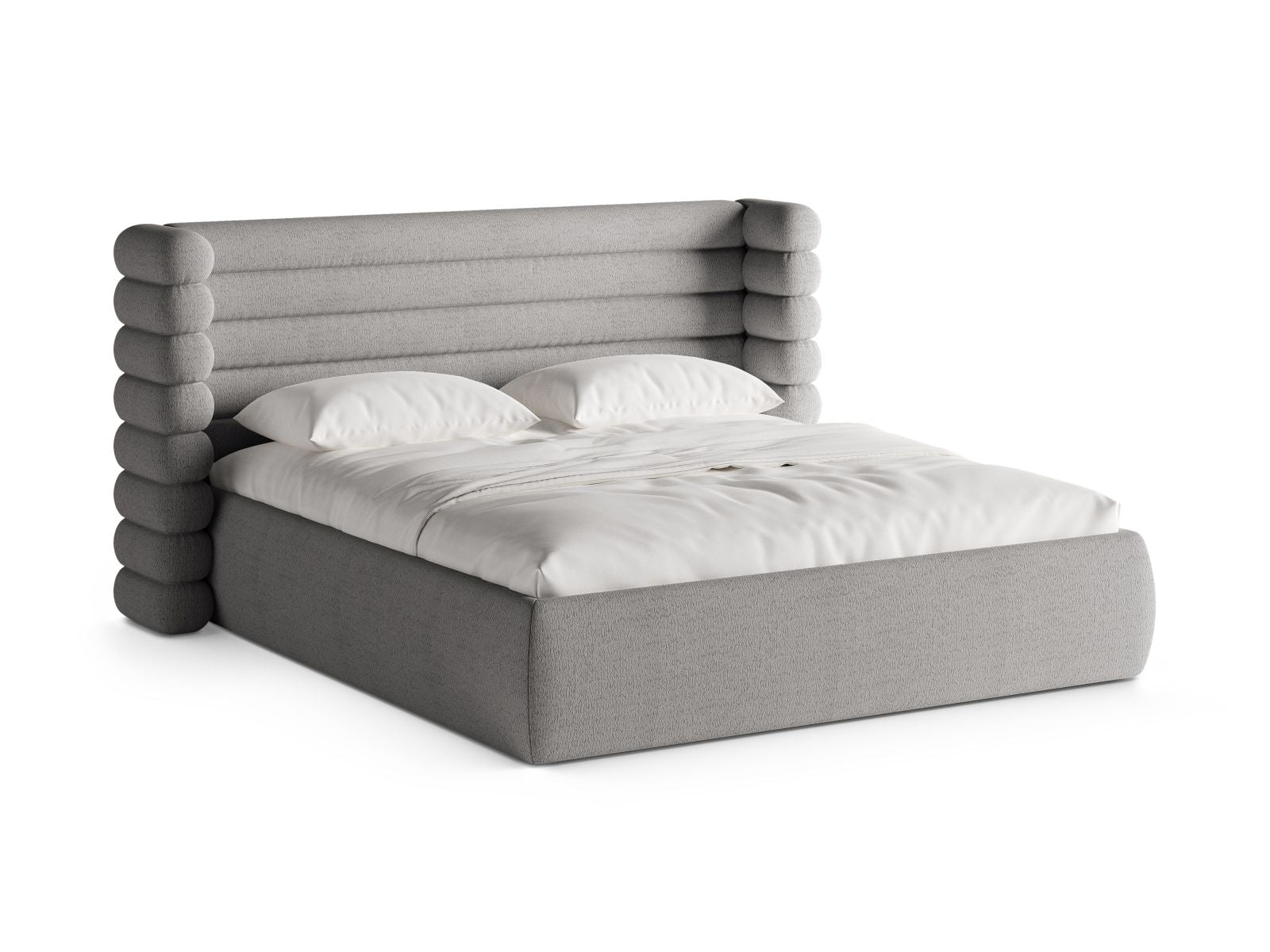 Mount Bett mit Stauraum mit Kopfteil 180cm in Grey-CORAL präsentiert im Onlineshop von KAQTU Design AG. Bett ist von Micadoni