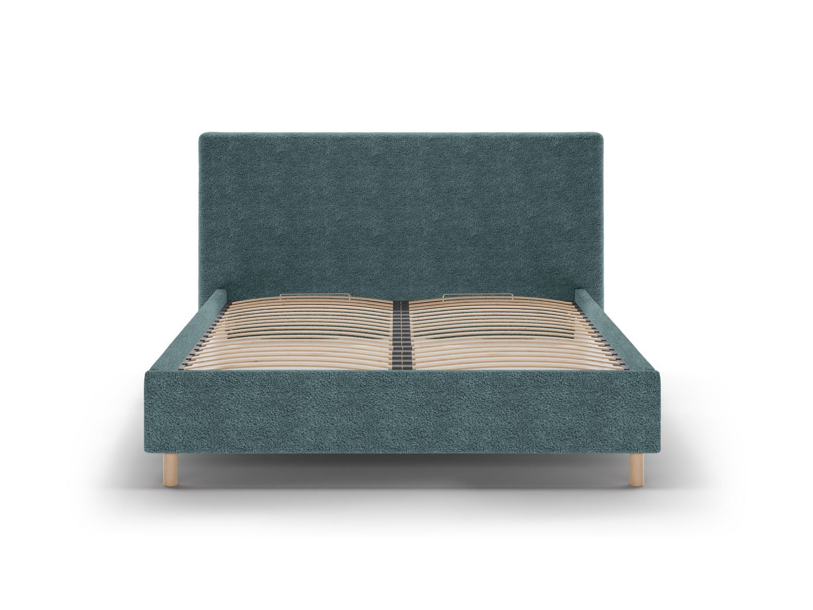 Elegantes Eloise Bett in Petrol mit praktischem Stauraum und stilvollem Kopfteil, ideal für moderne Schlafzimmer.