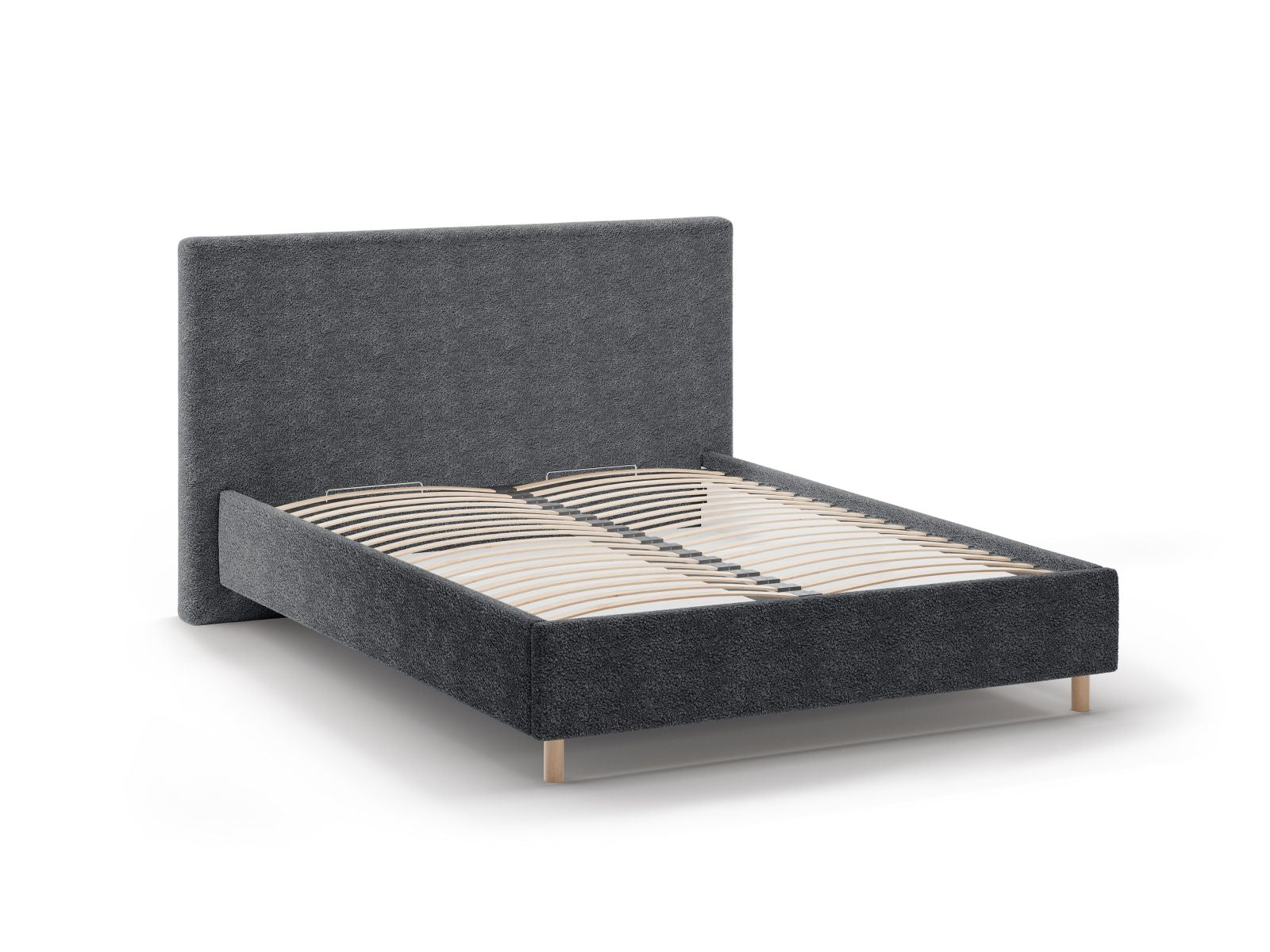 Elegantes Eloise Bett in Dunkelgrau mit praktischem Stauraum und geschmackvollem Kopfteil, ideal für ein modernes Schlafzimmer.