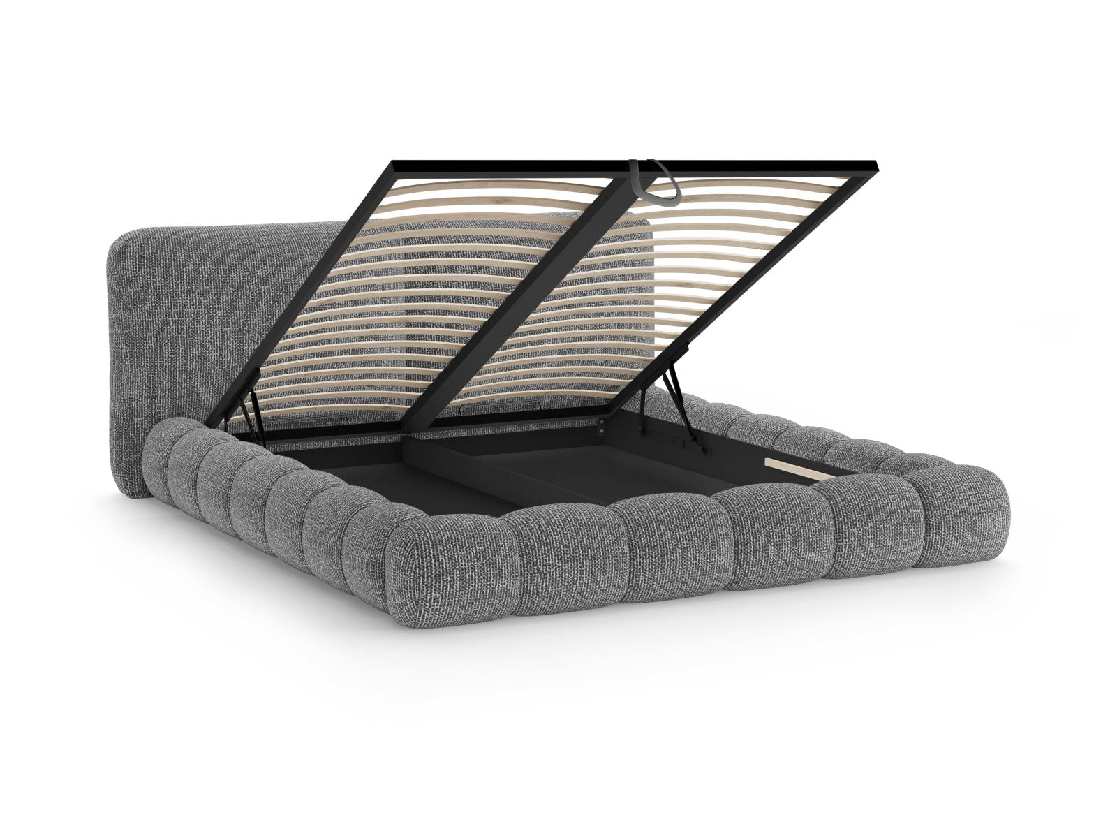 Stylisches Solange Bett in Dunkelgrau, 180 cm, bietet praktischen Stauraum und ein modernes Kopfteil für Ihr Schlafzimmer.
