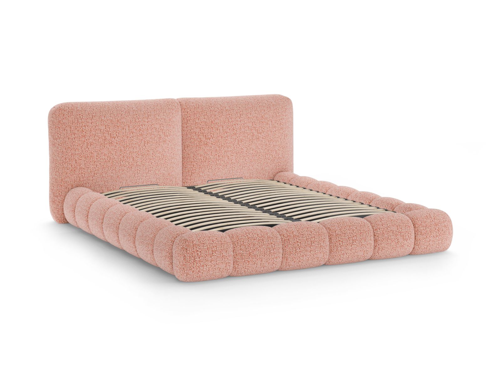 Elegantes Solange Bett in zartem Rosa, 180 cm, ausgestattet mit Stauraum und einem stilvollen Kopfteil für ein zeitgemäßes Schlafzimmer.