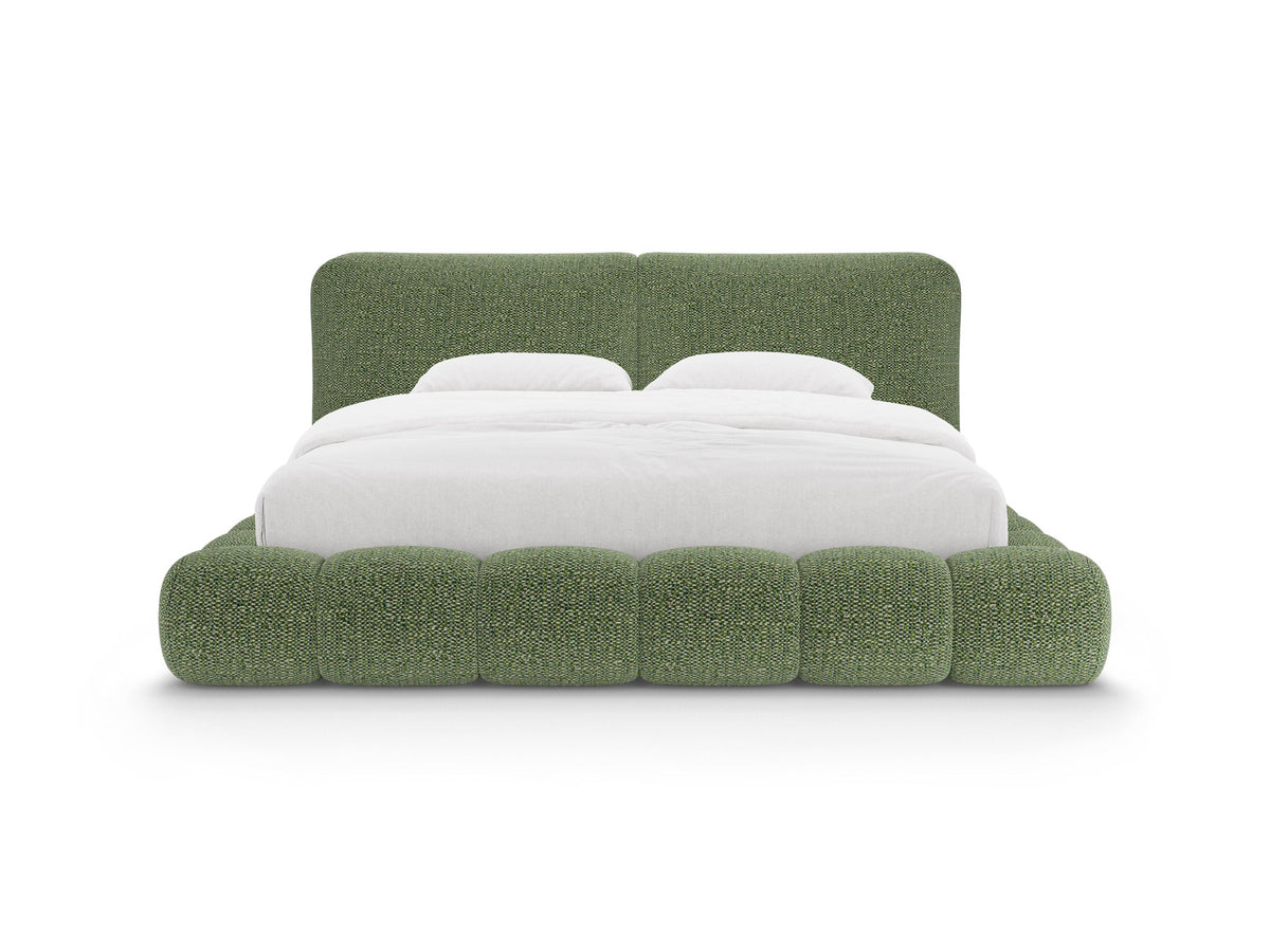 Polsterbett Solange von Micadoni in Light Grey-Magic Velvet, Samtbezug am Kopfteil, Metallrahmen, schwarze Kunststoffbeine, Stauraumkasten unter der Liegefläche
