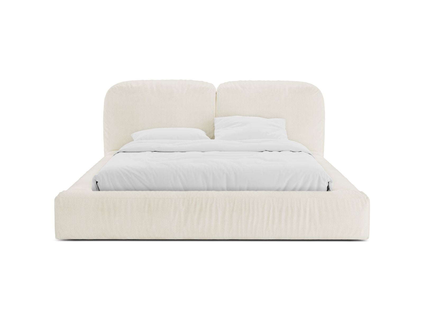 Elegantes Martina Bett mit 180 cm Breite, Stauraum und stilvollem Kopfteil in Ivory-Monet, ideal für modernes Wohnen.