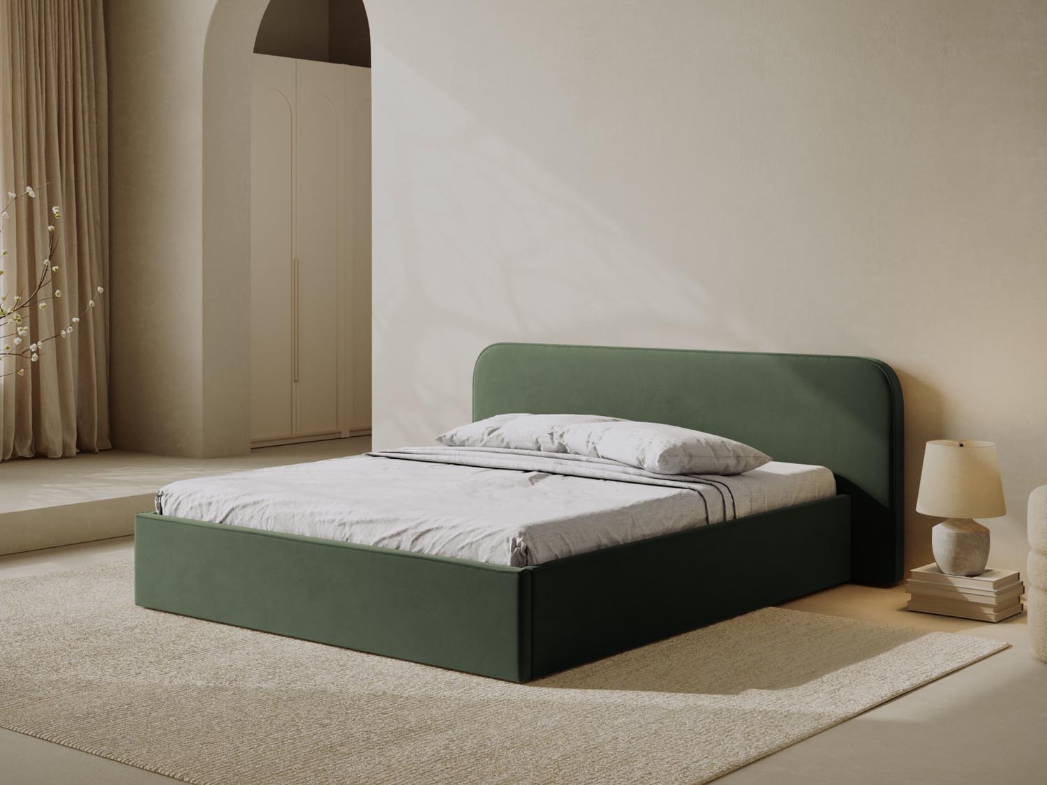 Entdecken Sie das stilvolle Elizabeth Velour Bett von Micadoni. Mit integriertem Stauraum und elegantem Headboard – ideal für Ihr modernes Schlafzimmer!