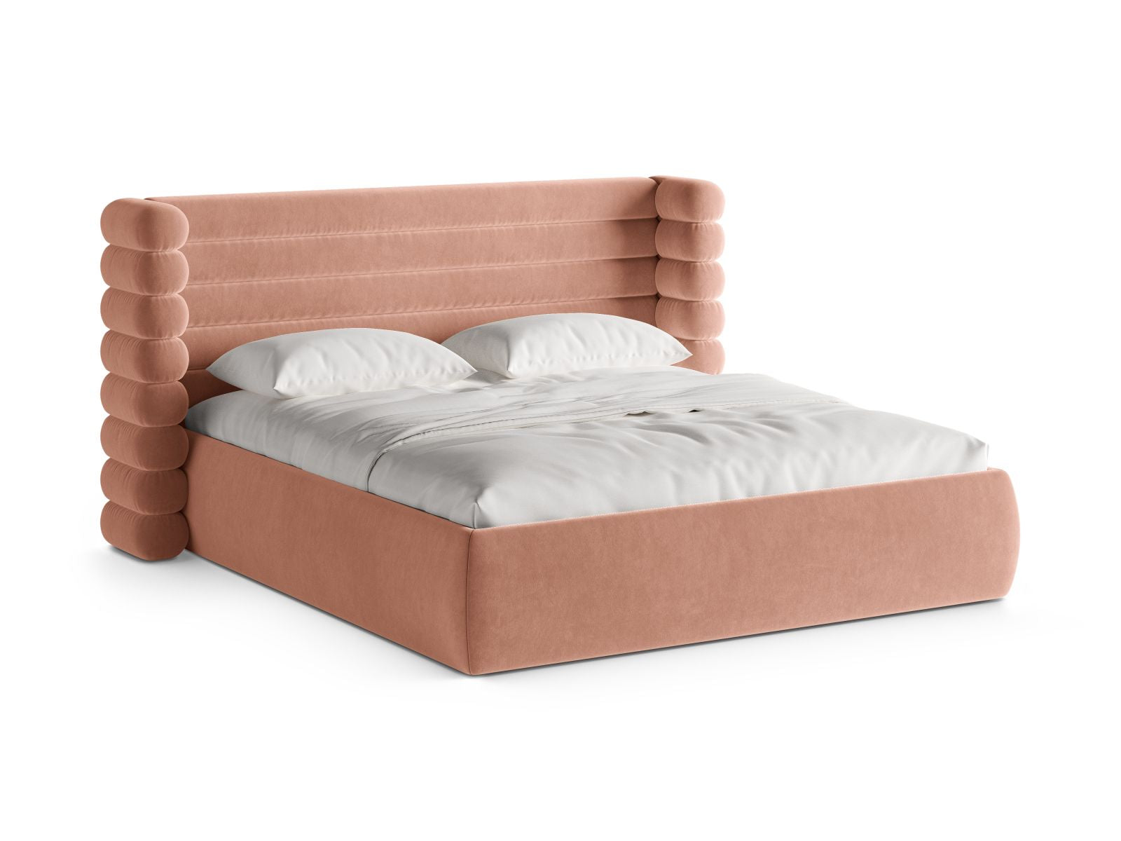 Mount Bett mit Stauraum mit Kopfteil 180cm in Pink-Salvador präsentiert im Onlineshop von KAQTU Design AG. Bett ist von Micadoni