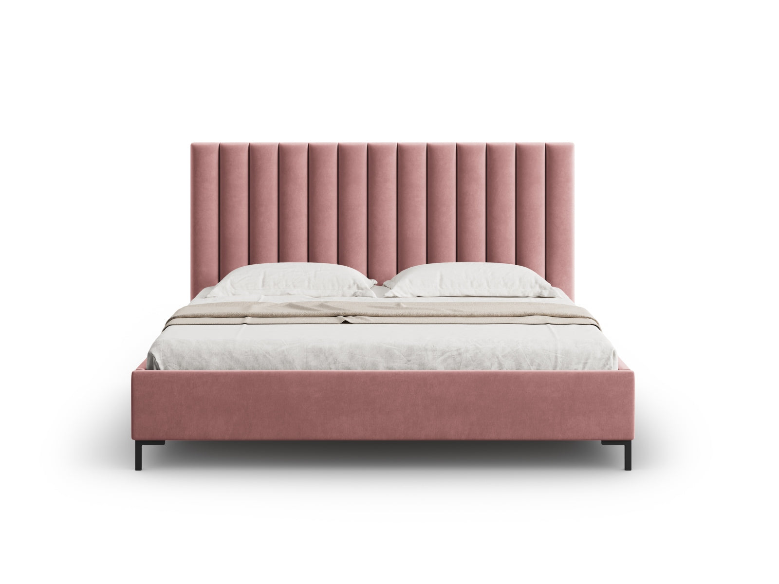 Entdecken Sie das stilvolle Allison Velour Bett von Micadoni – ideal für Ihr modernes Schlafzimmer, mit cleverem Stauraum und elegantem Kopfteil.