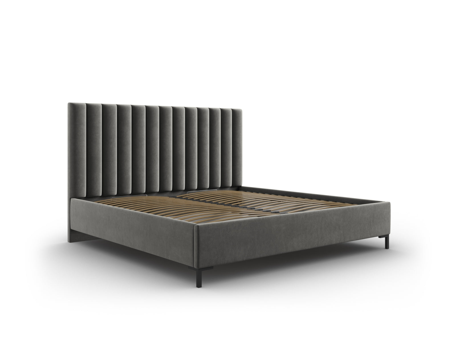 Erleben Sie das elegante Allison Velour Bett von Micadoni – perfekt für Ihr modernes Schlafzimmer, mit praktischem Stauraum und stilvollem Kopfteil.